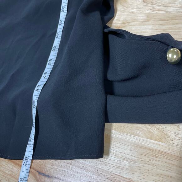 Amanda Uprichard NWT Genesee Black Mini Dress Size S Gold Buttons Slit Sleeve - Picture 9 of 9